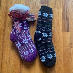 Purple and black chunky winter socks